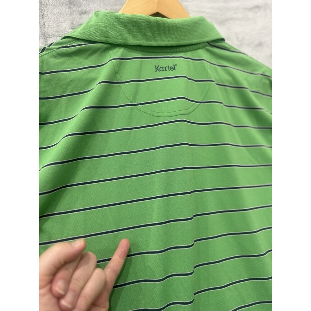 Kartel Polo Shirt Mens Large Blue Striped Short Sleeve Performance Ireland Golf - Picture 10 of 10